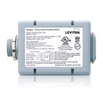 20A Power Pack for Occupancy Sensors features include Auto ON, Manual ON, Local Switch, Photocell, Latching Relay; Line Voltage Input: 120 208 220 230 240 277V, Color: Gray Supply