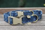 Star Printed Denim Dog Collar Fashion