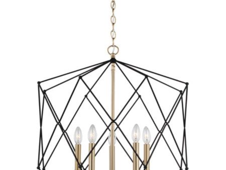 Zarra 5 Light 23  Satin Brass Pendant Ceiling Light Online