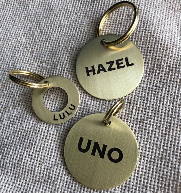 Round Brass Pet ID Tag | Personalized Engraved Dog Tag Fashion